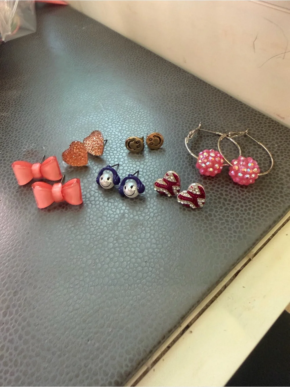Girls Pink Assorted Studs & Hoop Earrings Set